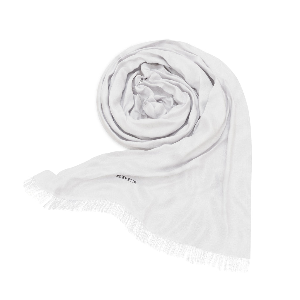 Light Scarf — Minimal White Lightweight Fringe Scarf