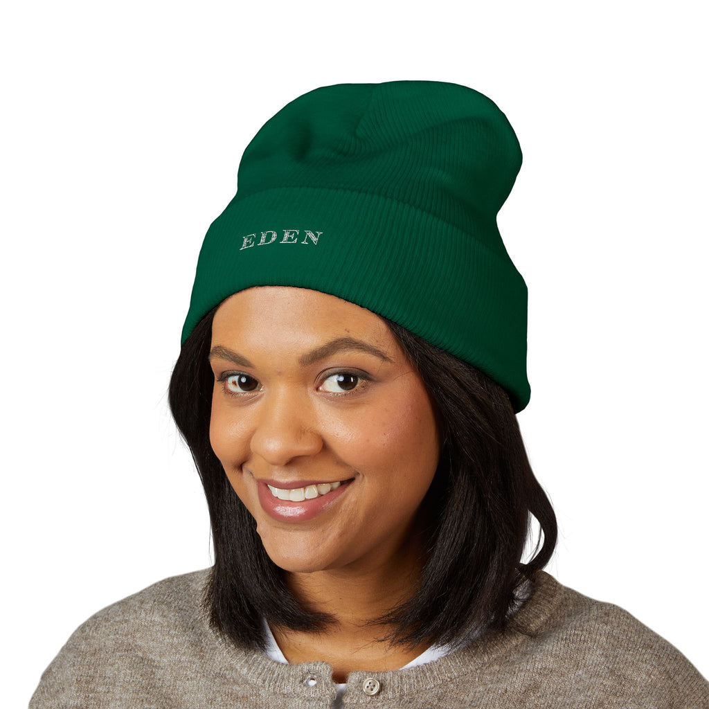 Knit Winter Hat  — Embroidered 'EDEN'