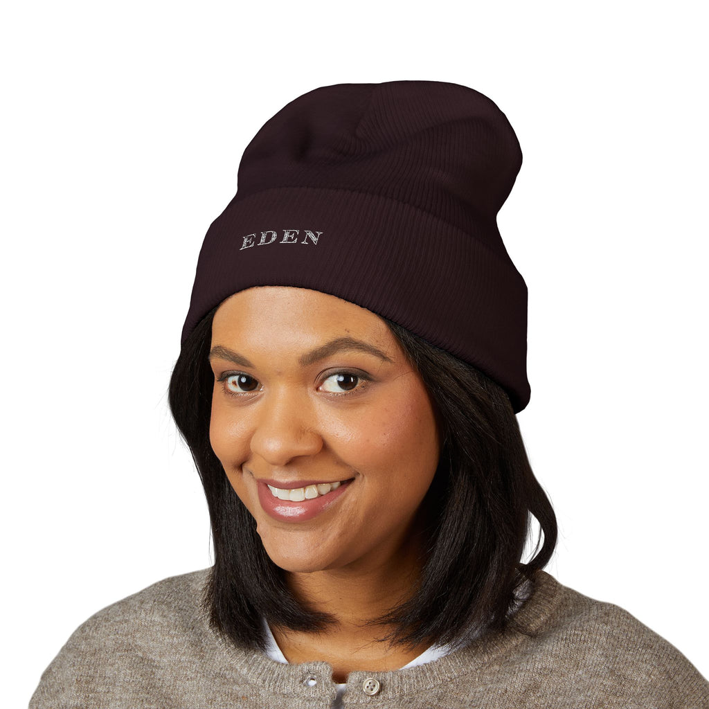 Knit Winter Hat  — Embroidered 'EDEN'