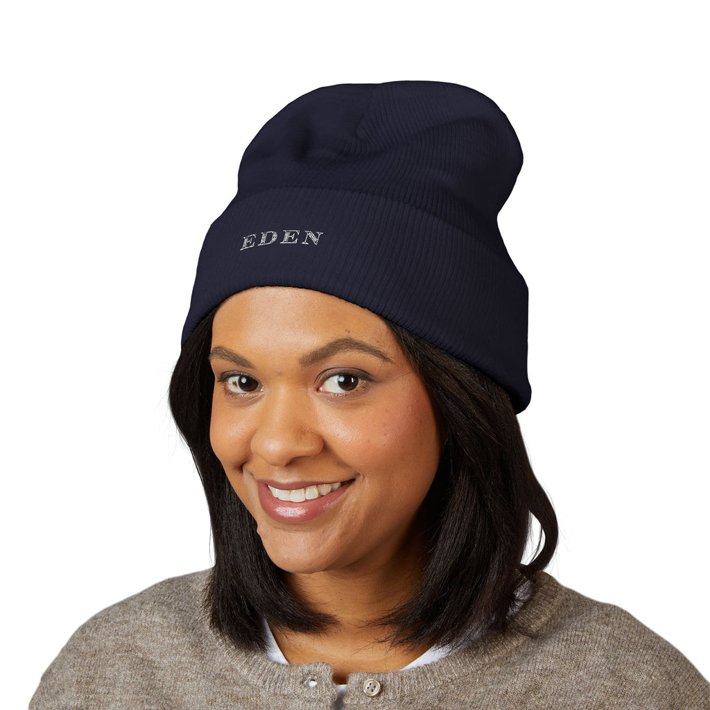 Knit Winter Hat  — Embroidered 'EDEN'