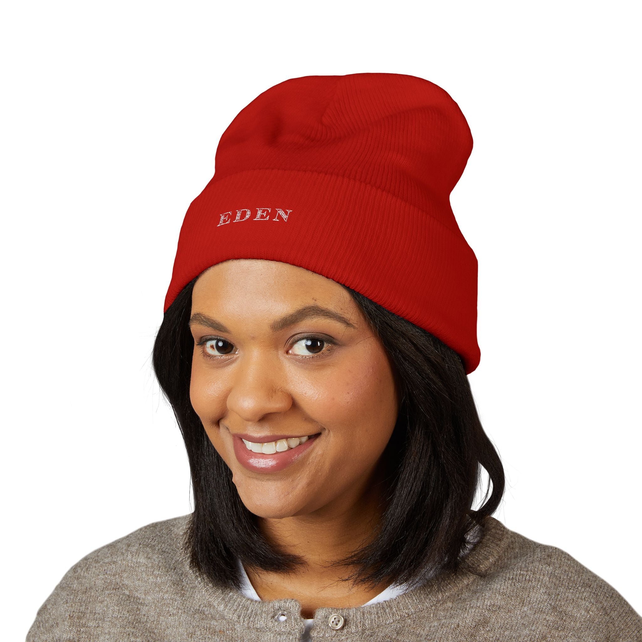 Knit Winter Hat  — Embroidered 'EDEN'