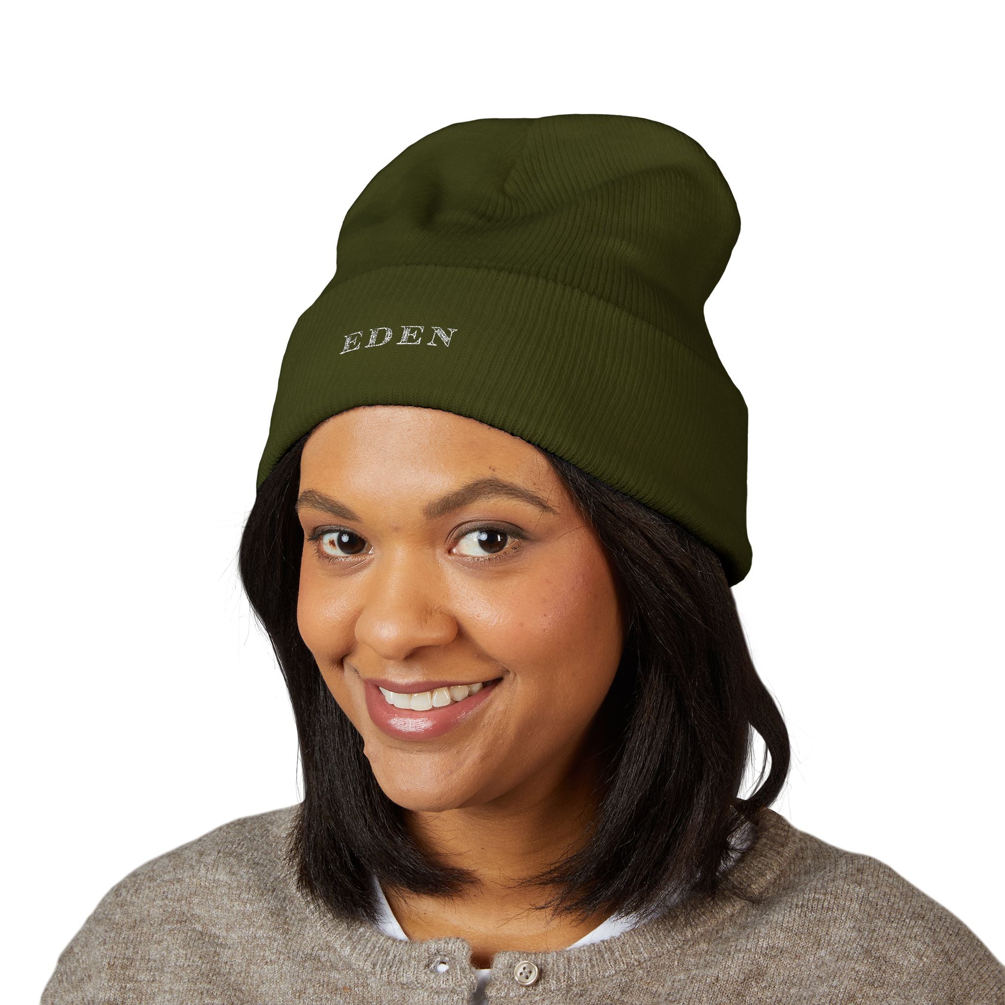 Knit Winter Hat  — Embroidered 'EDEN'