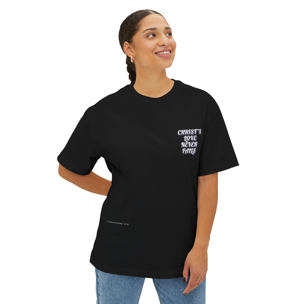 Christ’s Love Never Fails – Unisex Oversized Christian Tee | Eden