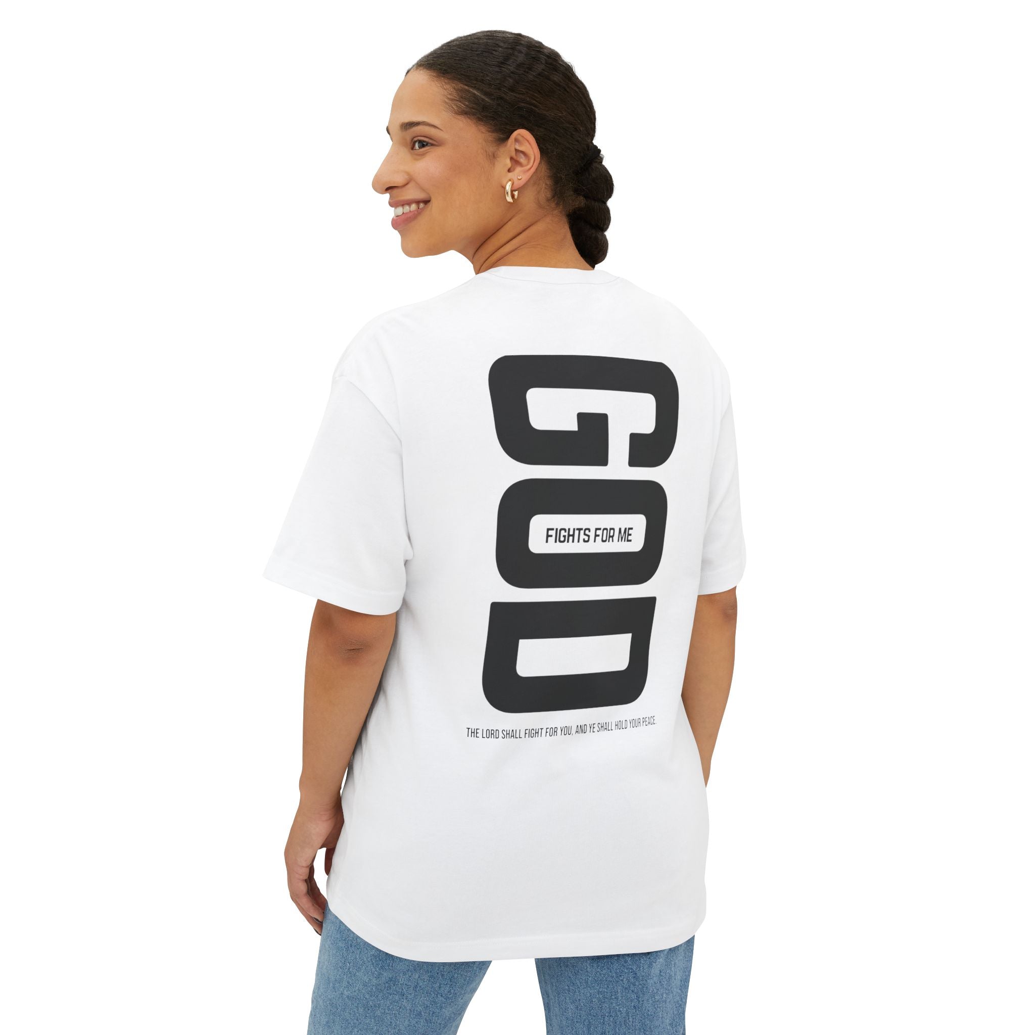 'GOD Fights For Me' Oversized Graphic Tee