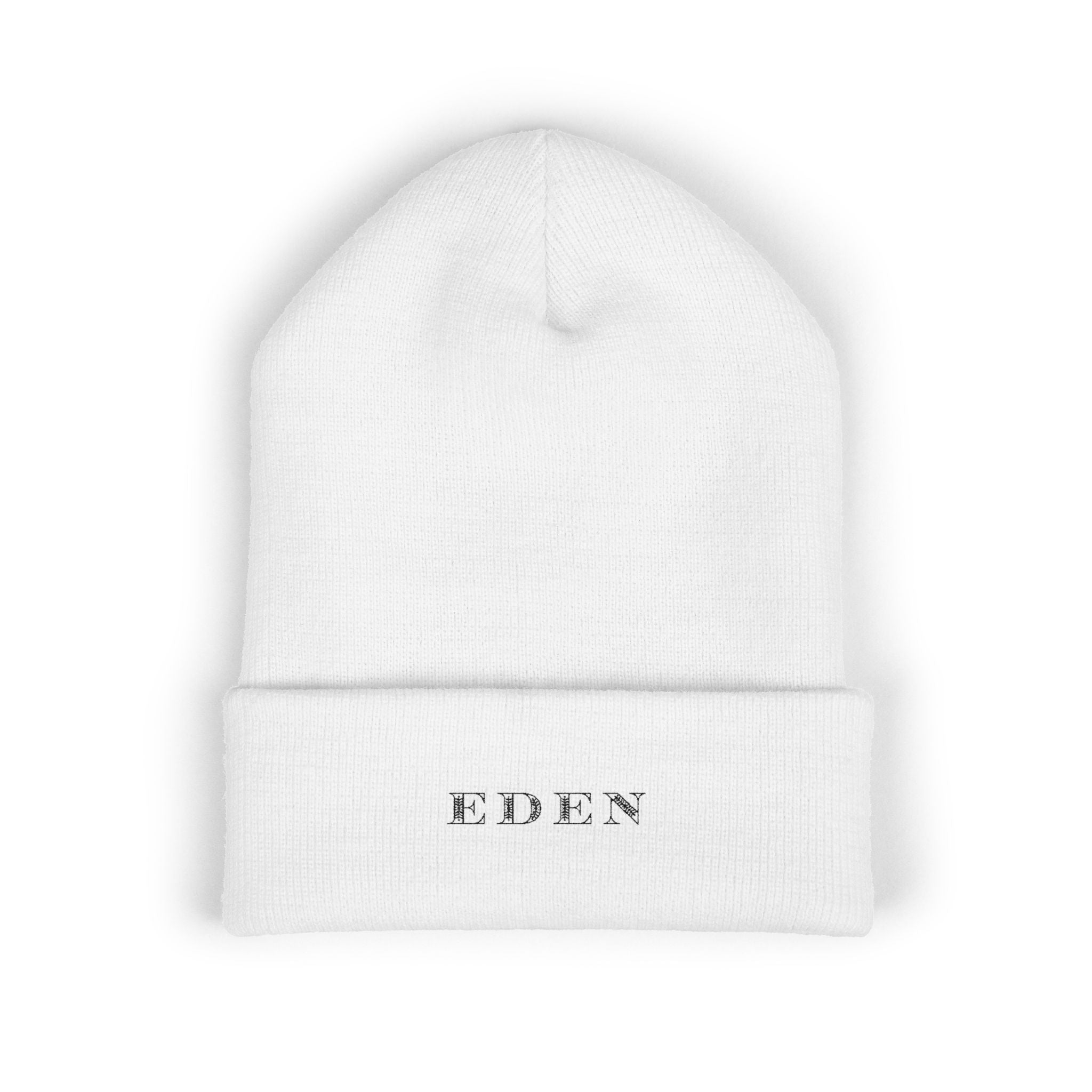 Minimal Knit Winter Hat —  Embroidered 'EDEN'