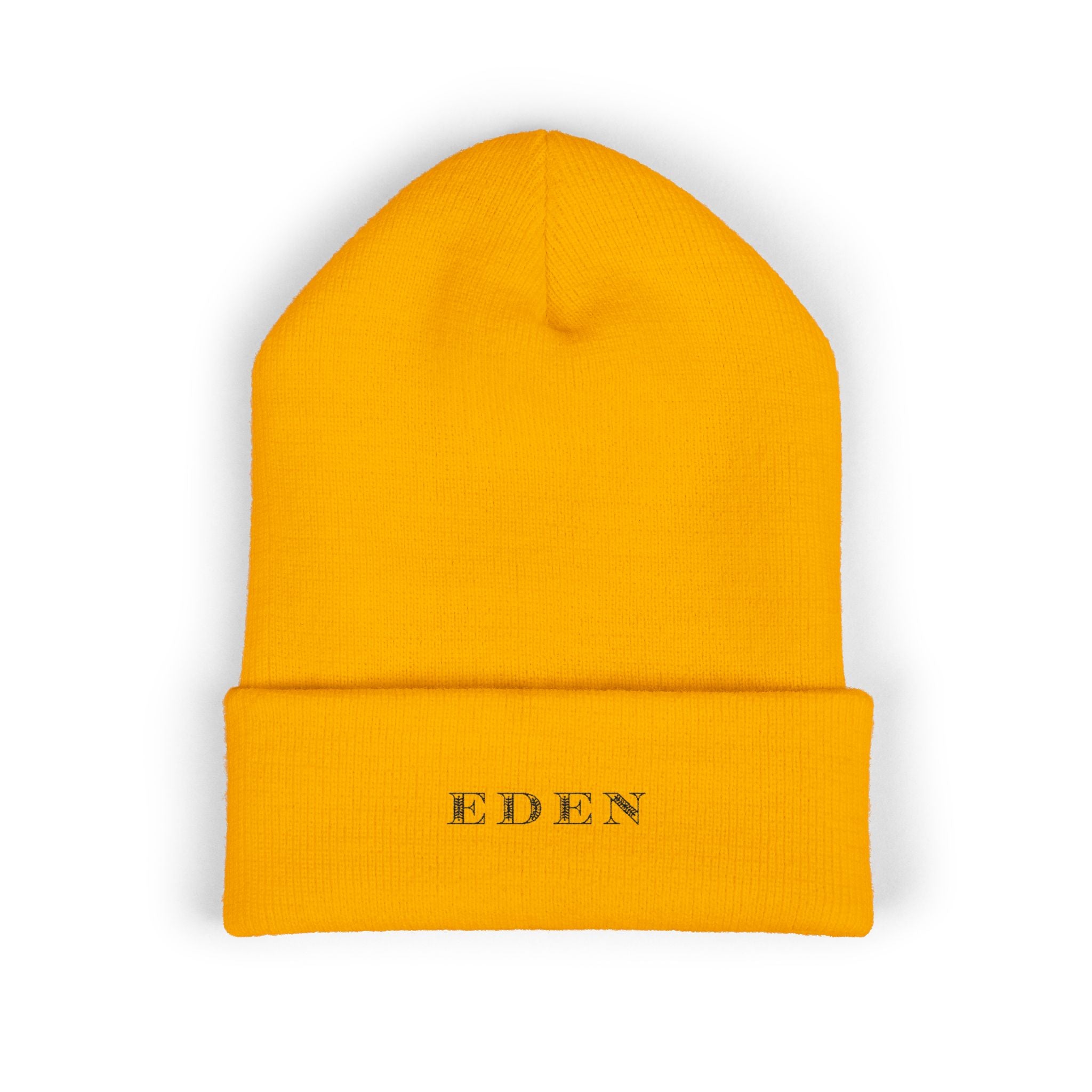 Minimal Knit Winter Hat —  Embroidered 'EDEN'