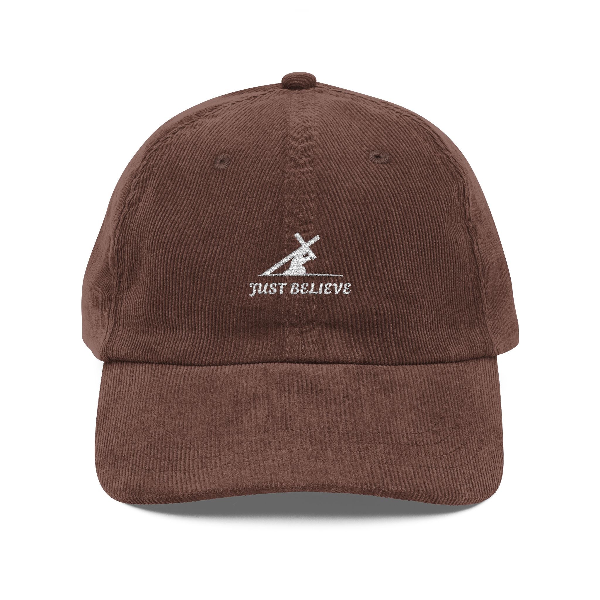 'Just Believe' Embroidered - Vintage Corduroy Cap