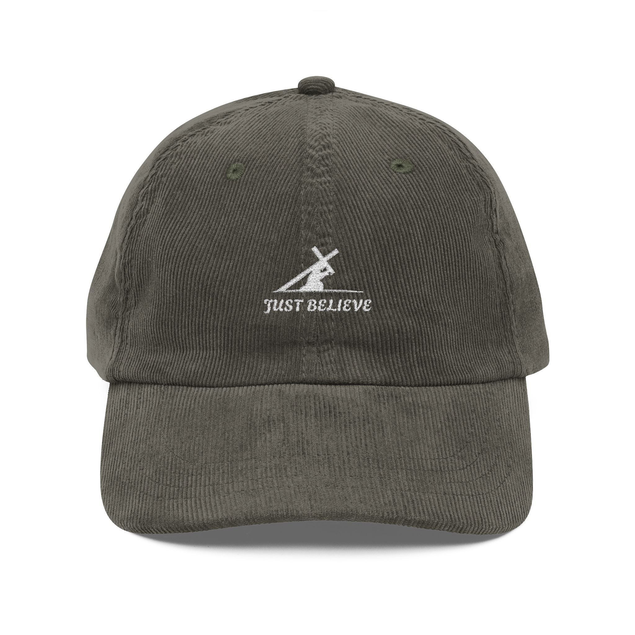'Just Believe' Embroidered - Vintage Corduroy Cap